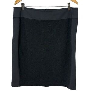 EILEEN FISHER black Skirt size large Viscose blend stretchy skirt w/ Gray sides